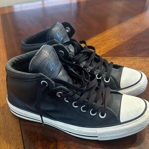 Converse Black Leather High-Top Sneakers